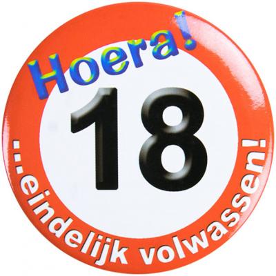 Paperdreams Button klein - 18 jaar verkeersbord
