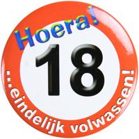 Paperdreams Button klein - 18 jaar verkeersbord - thumbnail