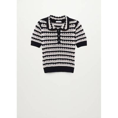 Mango gebreide top zwart/wit Mango gebreide top zwart/wit