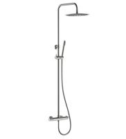 Regendoucheset Opbouw Wiesbaden Ribbd Opbouw Geborsteld Staal - thumbnail