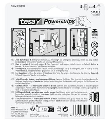 tesa Powerstrips Small Kleefhaak 3 stuks Wit, RVS Inhoud: 3 stuk(s)