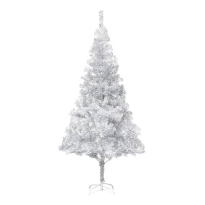 VidaXL Kunstkerstboom met standaard 210 cm pet zilverkleurig