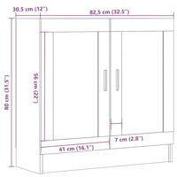 Boekenkast 82,5x30,5x80 cm bewerkt hout artisanaal eikenkleurig - thumbnail