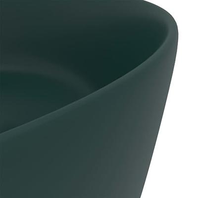 VidaXL Wastafel rond 40x15 cm keramiek mat donkergroen