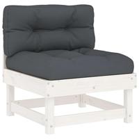 8-delige Loungeset met kussens massief hout wit - thumbnail