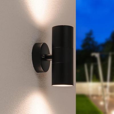 Blenda LED Wandlamp - 8 Watt 690 Lumen - IP44 Waterdicht - GU10 vervangbare lichtbron - 4000K neutraal wit - Dimbaar - Binnen en buiten - Up & Down Light - Zwart