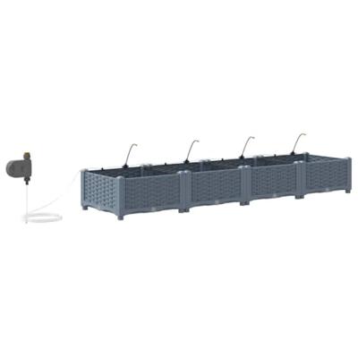 VidaXL Tuin bloempot 4 pcs licht grijs staal