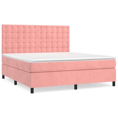 Boxspring met matras fluweel roze 160x200 cm