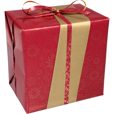 Cadeaupapier | 50cm | 200m | 80gr/m² | Vuurwerk | rood/goud