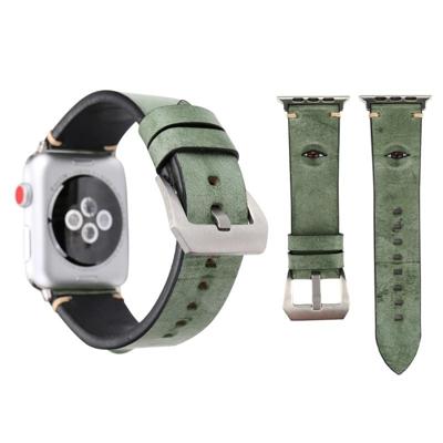 Voor Apple Watch Series 3 & 2 & 1 42mm eenvoudige mode koeienhuid grote ogen patroon horlogebandje