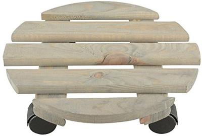 Esschert Design plantentrolley rond hout 28,4 cm grijs
