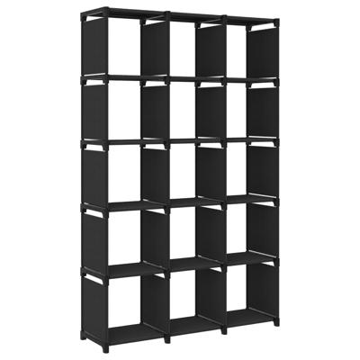 VidaXL Kast met 15 vakken 103x30x175,5 cm stof zwart VidaXL Kast met 15 vakken 103x30x175,5 cm stof zwart