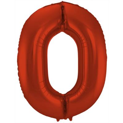 Folieballon Rood Metallic Mat Cijfer 0 - 86 cm