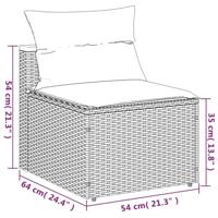 5-delige Loungeset met kussens poly rattan acacia zwart - thumbnail