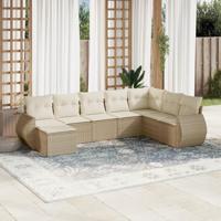 8-delige Loungeset met kussens poly rattan beige - thumbnail
