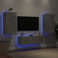 3-delige tv-wandmeubelset met LED-verlichting betongrijs - thumbnail