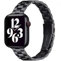 By Qubix - Stalen slim fit schakelband - Zwart - Compatible met Apple watch 38mm / 40mm / 41mm / 42mm - Compatible Apple watch bandjes - thumbnail