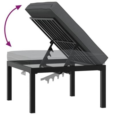 Tuinkruk met kussen aluminium zwart - thumbnail