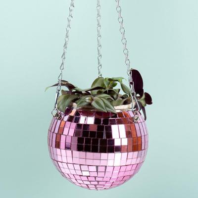 Hangende discobal bloempot - Roze