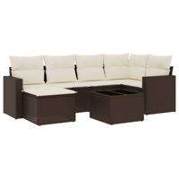 7-delige Loungeset met kussens poly rattan bruin - thumbnail