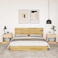 Bedframe hoofdeinde zonder matras 135x190 cm massief hout eiken - thumbnail