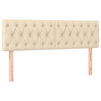 Hoofdbord LED 144x7x78/88 cm stof crèmekleurig