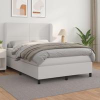 Boxspring met matras kunstleer wit 140x190 cm - thumbnail