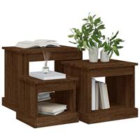 3-delige Tafeltjesset bewerkt hout bruineikenkleurig - thumbnail