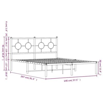 Bedframe met hoofdbord metaal wit 140x200 cm - thumbnail