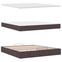Ottoman bed met matras en LED's 180x200cm stof donkerbruin - thumbnail