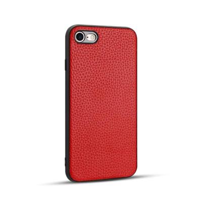 Voor iPhone 8/7 Litchi PU lederen anti-Falling TPU beschermhoes (rood)