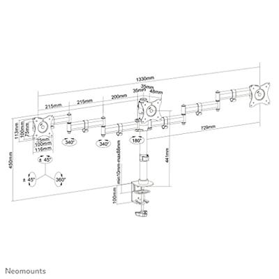 Neomounts 27 monitorarm NM-D135D3BLACK - thumbnail