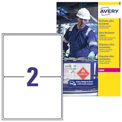 Avery-Zweckform L7916-10 Folie-etiketten 210 x 148 mm Polyethyleen folie Wit 20 stuk(s) Permanent hechtend Laser (kleur), Laser (zwart/wit), Kopiëren (kleur), - thumbnail