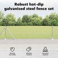 VidaXL Afrasteringspaal zilver 25 x 0,5 m (25 x 25 mm gaas) staal - thumbnail