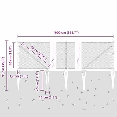 VidaXL Afrasteringspaal zilver 10 x 0,4 m (13 mm gaas) staal VidaXL Afrasteringspaal zilver 10 x 0,4 m (13 mm gaas) staal