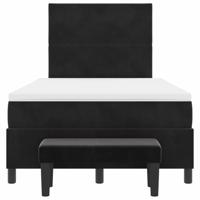 Boxspringbed met Matras & Bank Zwart 120x200 cm Fluweel - thumbnail
