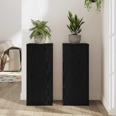 Plantenstandaard 2 pcs Zwart eiken 30 x 30 x 70 cm Bewerkt hout