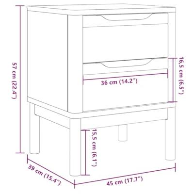 Nachtkastje 45x39x57 cm massief grenenhout grijs