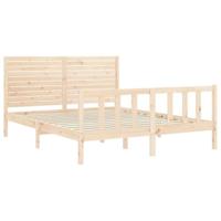 Bedframe met hoofdbord massief hout - thumbnail