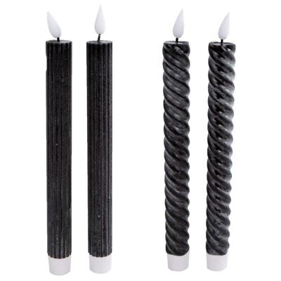 CosyDecor Kaars led zwart 25cm set a 2 stuks