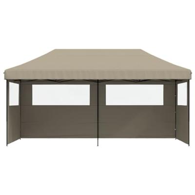 Partytent inklapbaar pop-up met 3 zijwanden taupe - thumbnail