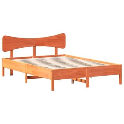 Bedframe zonder matras massief grenenhout wasbruin 135x190 cm