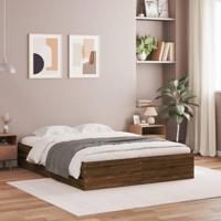 Bedframe met lades bewerkt hout bruin eikenkleur 140x190 cm - thumbnail