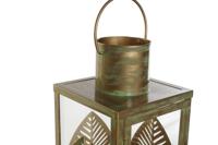 Lantaarn DKD Home Decor Gouden Metaal 16,5 x 16,5 x 50 cm Blad van een plant - thumbnail