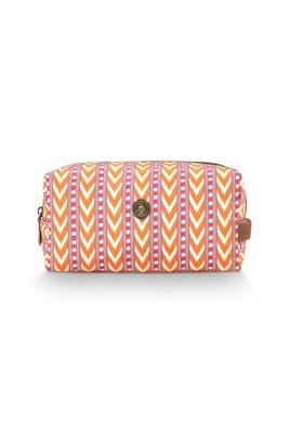Pip Studio Pip Studio Coco Cosmetic Bag Medium Samba Stripe Orange 21.5x10x10.5cm