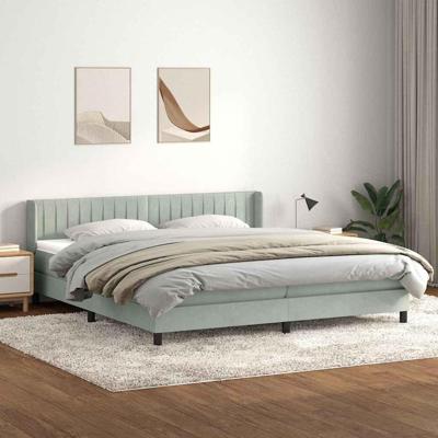 Boxspring met matras fluweel lichtgrijs 180x210 cm