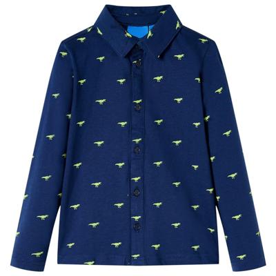Kindershirt dinosaurusprint 104 marineblauw