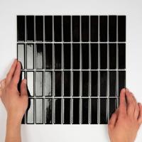 Mozaiek Paris Rechthoek Zwart Glans 2,3x7,3 - thumbnail