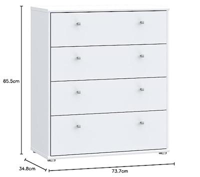 TEMPRA Commode - Matwit - 4 Laden - B 73,7 × D 34,8 × H 85,5 cm