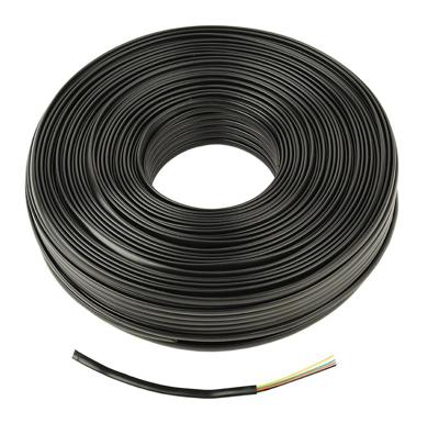Telefoonkabel 4-aderig plat zwart 100 meter